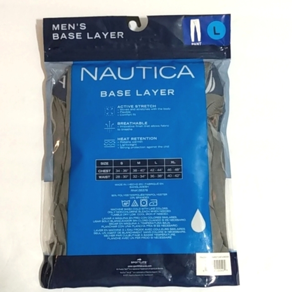 NAUTICA MEN'S GRAY BASE LAYER ACTIVEWEAR LONG PANTS SIZE LARGE NWT - Picture 5 of 6